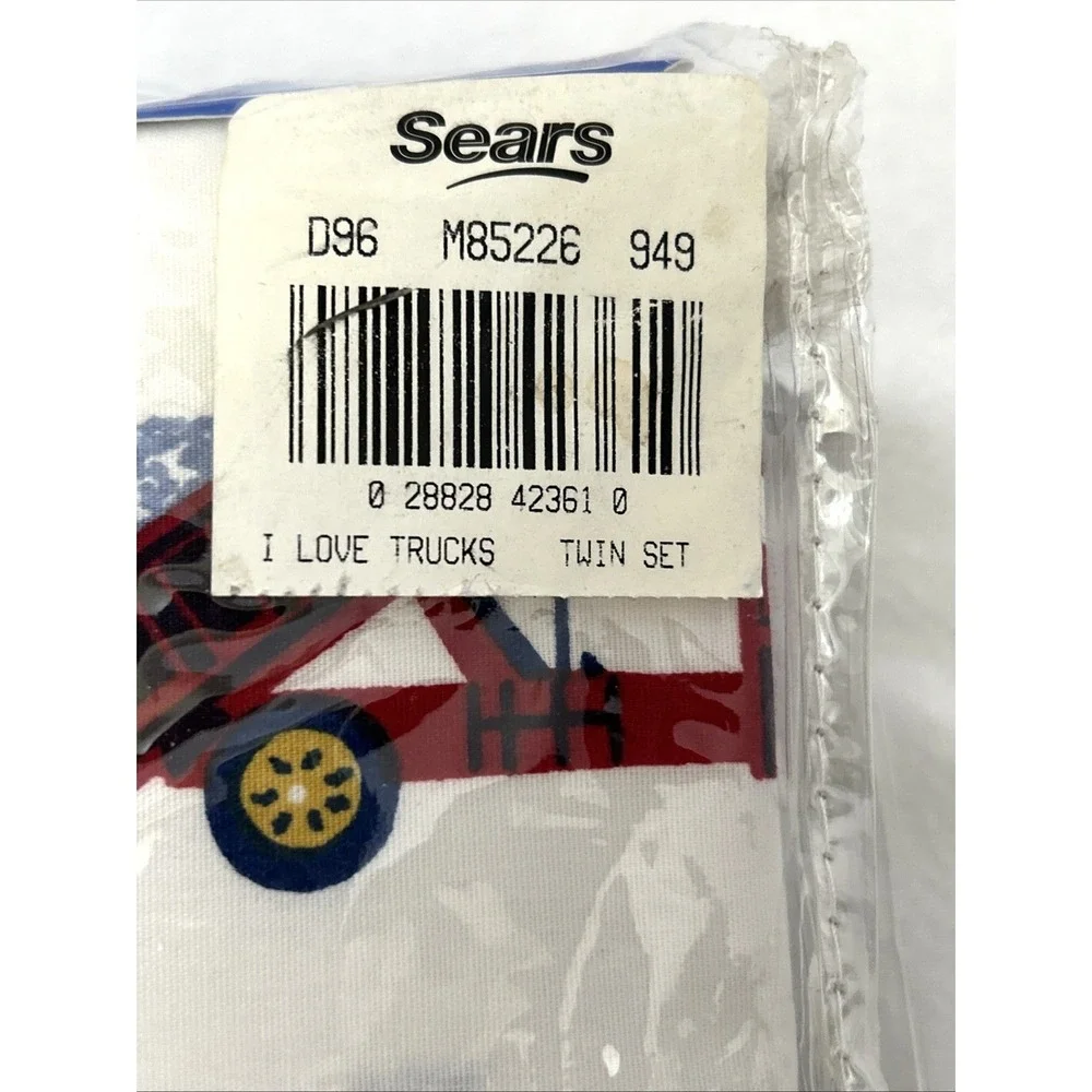 Vtg Sears‎ Colormate Kids Twin Sheet Set I Love Trucks Red White Blue New